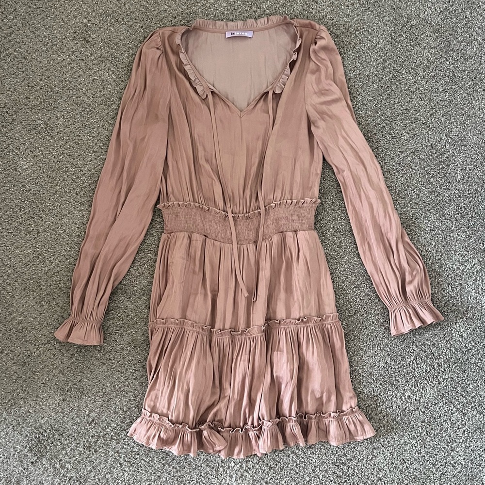 Champagne/ blush long sleeve dress